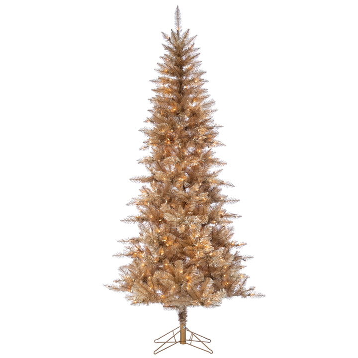 Sterling 7.5 ft. Pre Lit Clear UL Rose Gold Tuscany Tinsel Tree