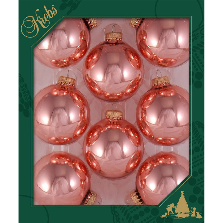 Christmas by Krebs Tea Rose Shine 2.63 in Glass Christmas Tree Ornaments Set of 8 #KBX70069