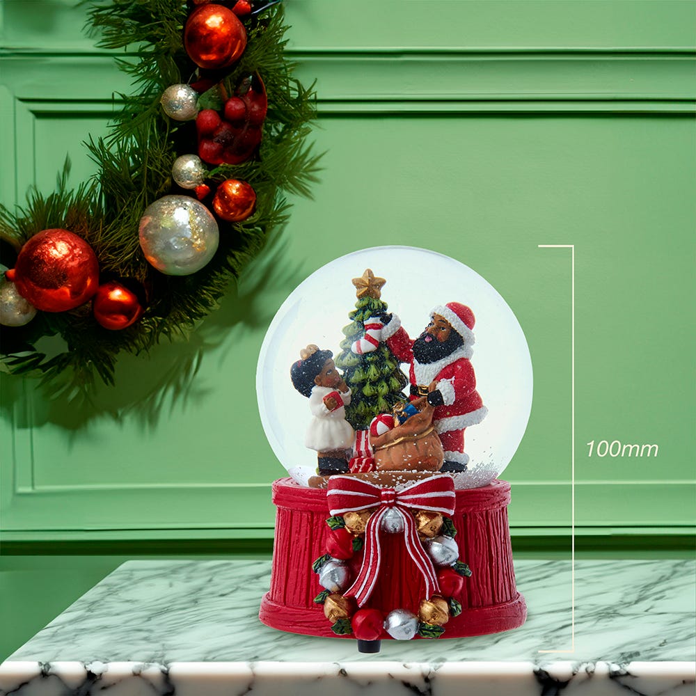 Kurt Adler 100MM Musical African American Santa Water Globe
