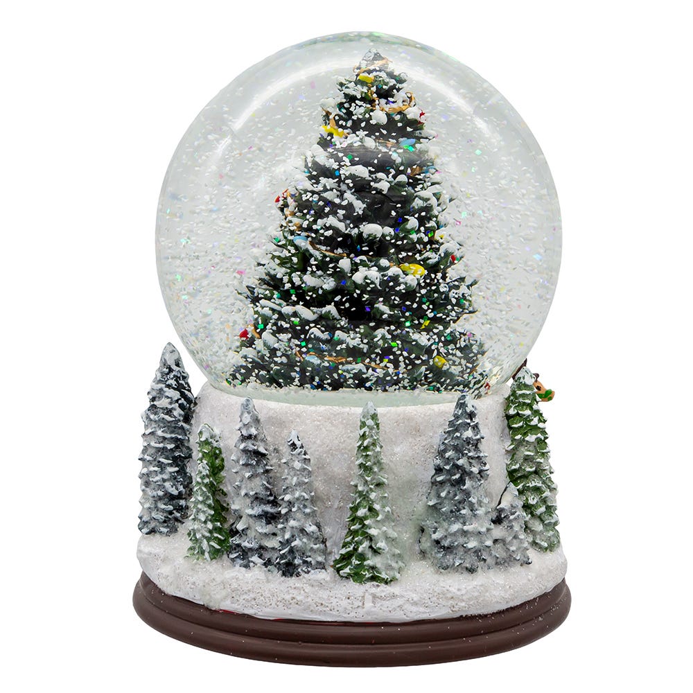 Kurt Adler 100MM Wind-Up Musical Santa with Christmas Tree Water Globe
