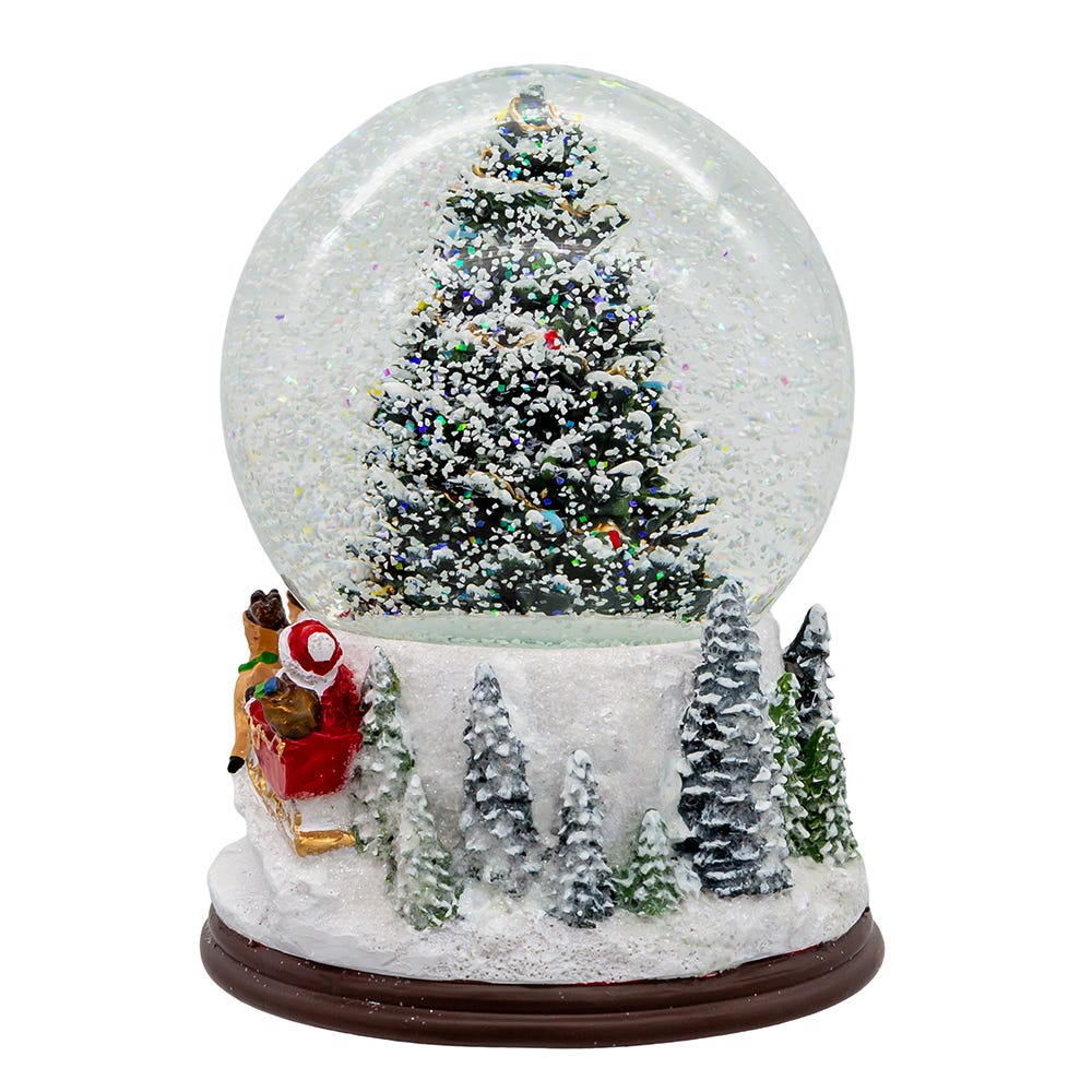 Kurt Adler 100MM Wind-Up Musical Santa with Christmas Tree Water Globe
