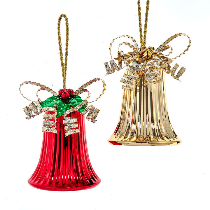 6.69" Gold & Red Bell Ornament, 2 Assorted #J5098