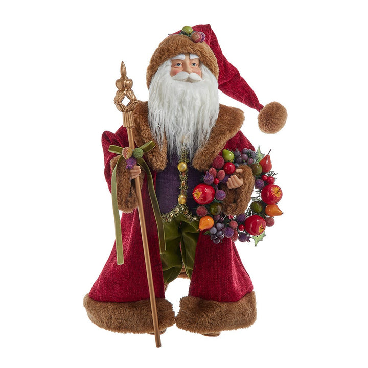 Kurt Adler 20-Inch Sugar Fruit Santa With Fruit Wreath