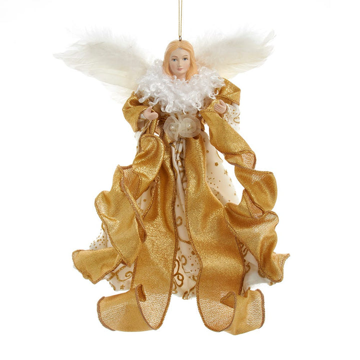 12" Ivory/Gold Flying Angel Ornament #J6127