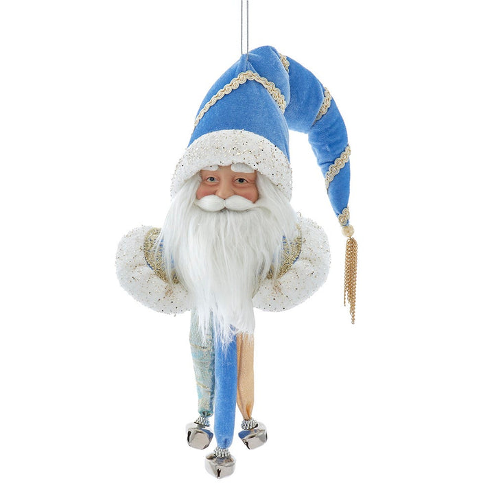 14" Blue Platinum Santa Head Ornament J6129