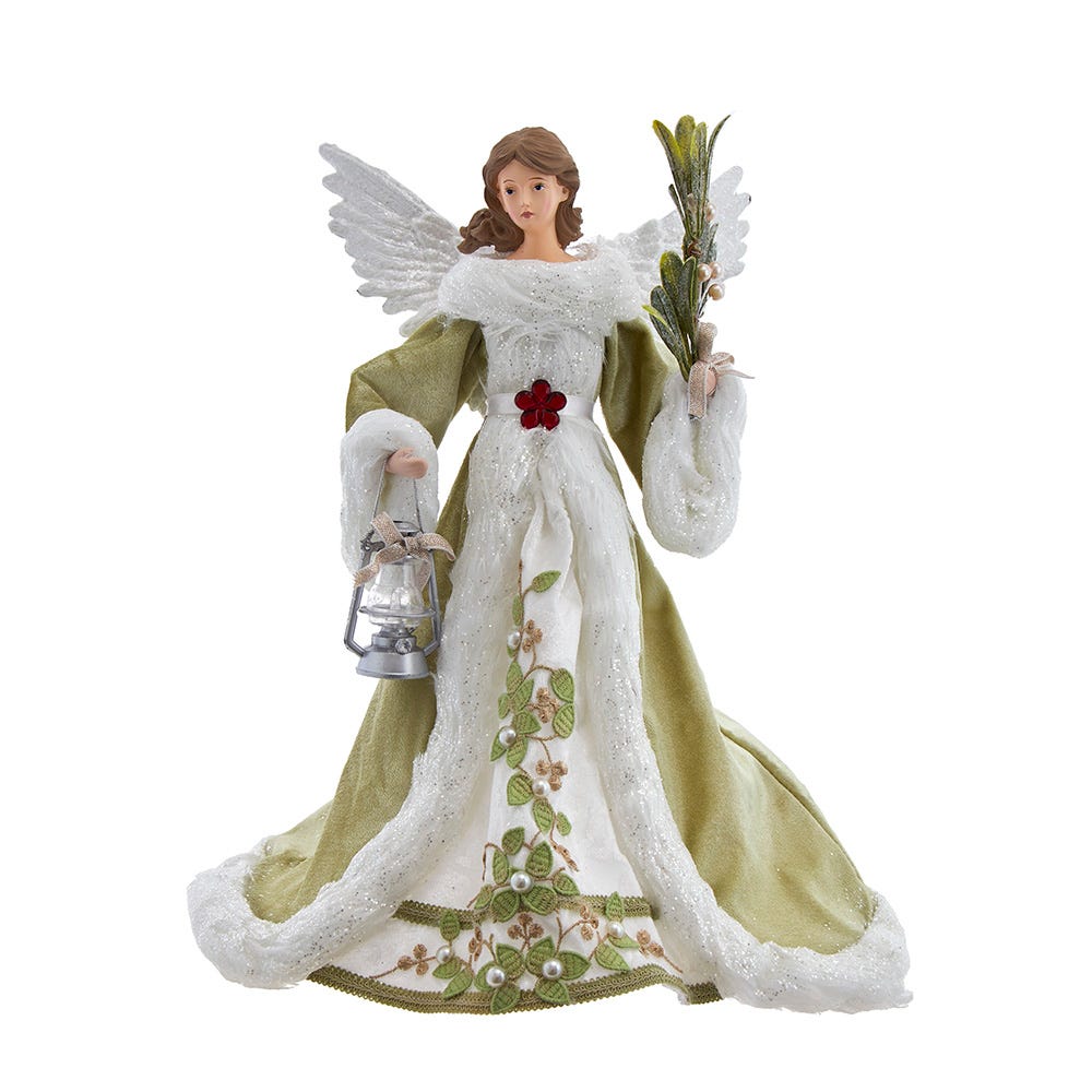 Kurt Adler 16-Inch Mistletoe Kisses Angel Tree Topper J6135
