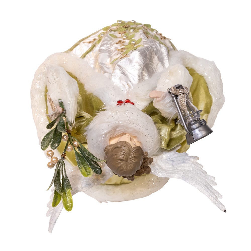 Kurt Adler 16-Inch Mistletoe Kisses Angel Tree Topper
