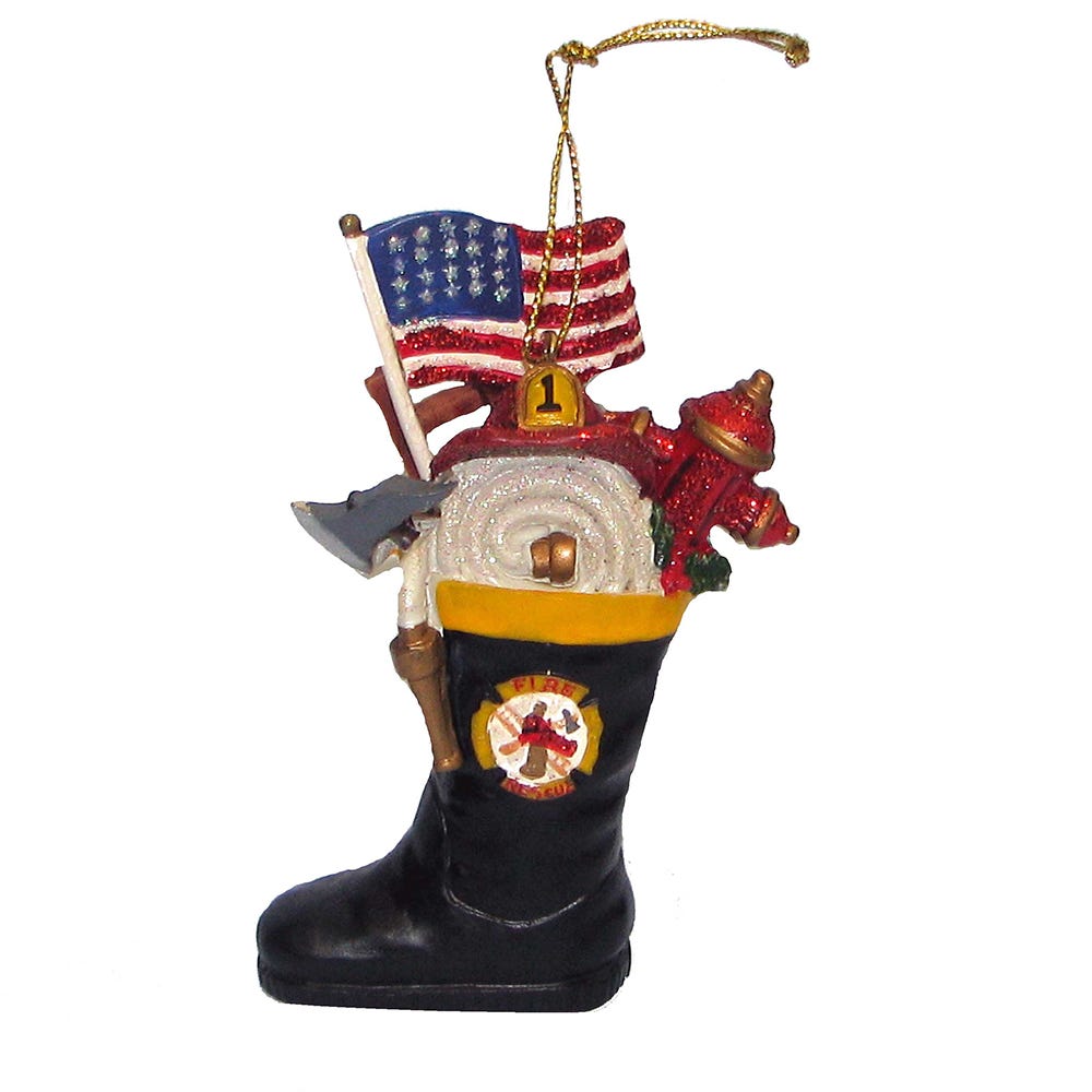 3" Fireman Boot Ornament - Free Personalization #J7145