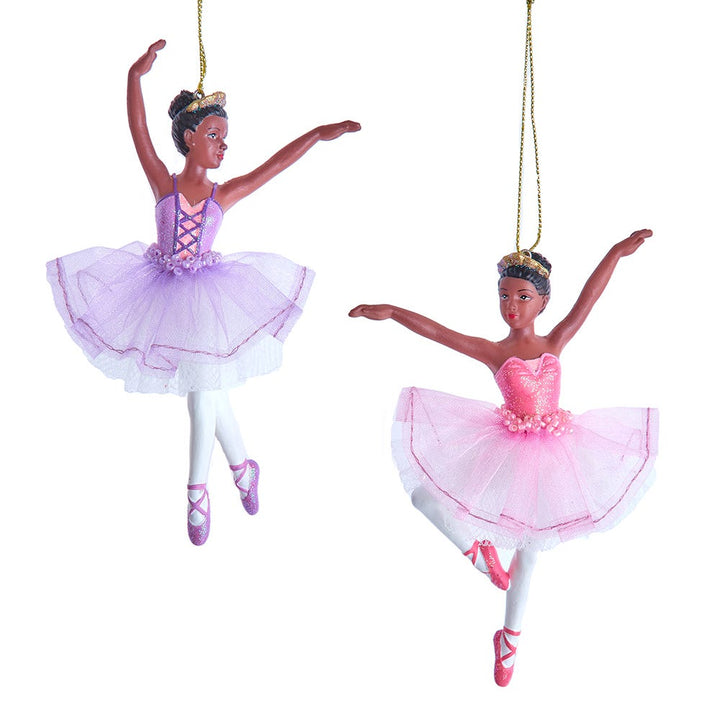 5.5" African American Ballerina Ornament, 2 Assorted J7785