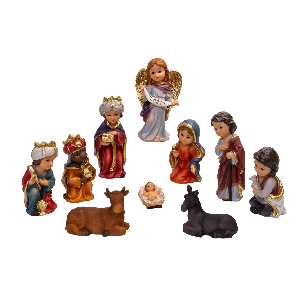 Kurt Adler Nativity Set With Gold Detailing, 11-Pieces #J7880