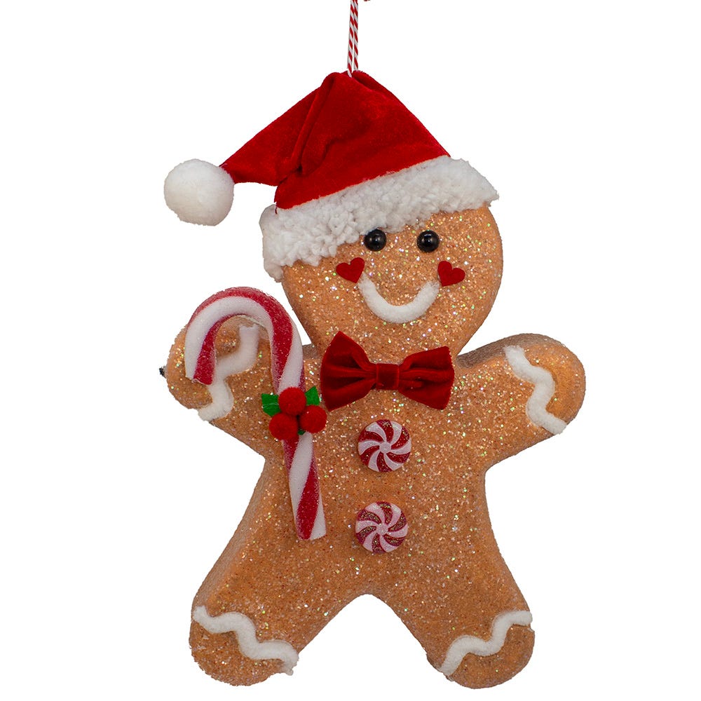 12" Gingerbread with Candy Cane Ornament J8260