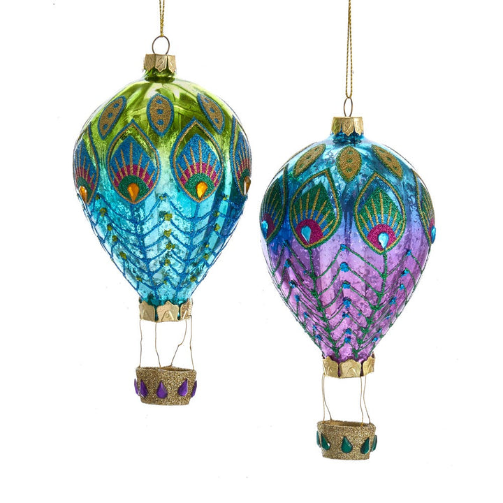 6" Glass Peacock Balloon Ornament, 2 Assorted #J8530