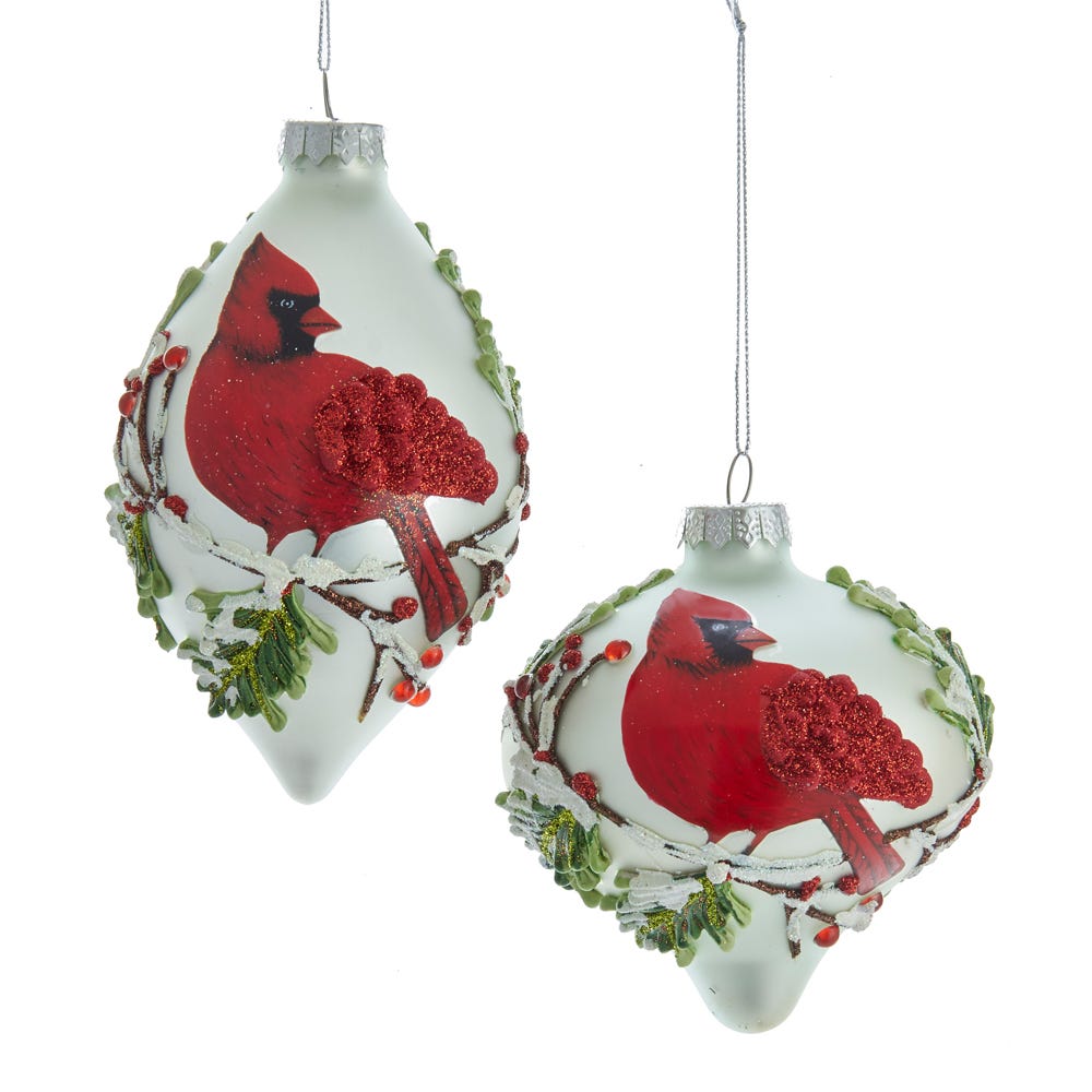 4-5.5" Glass Cardinal Ornament, 2 Assorted #J8542