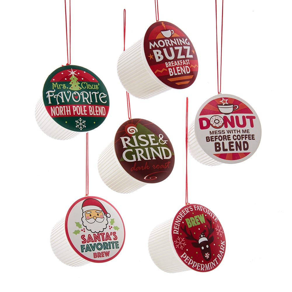 2.375" Coffee Pod Ornament, 6 Assorted #J8696