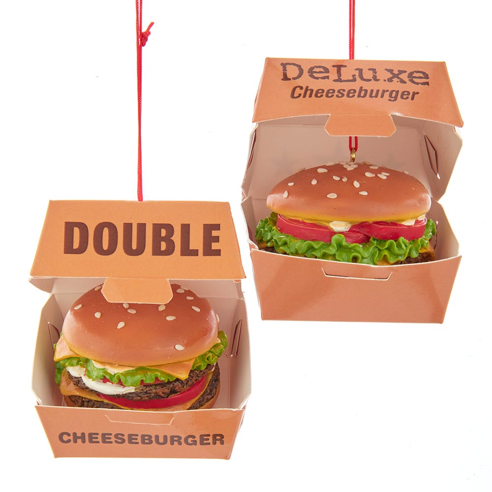 3.125" Cheeseburger Ornament, 2 Assorted #J8698