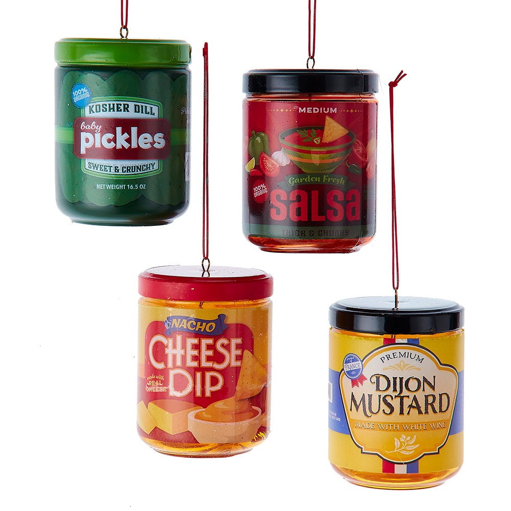 3.375" Food Jar Ornament, 4 Assorted #J8860