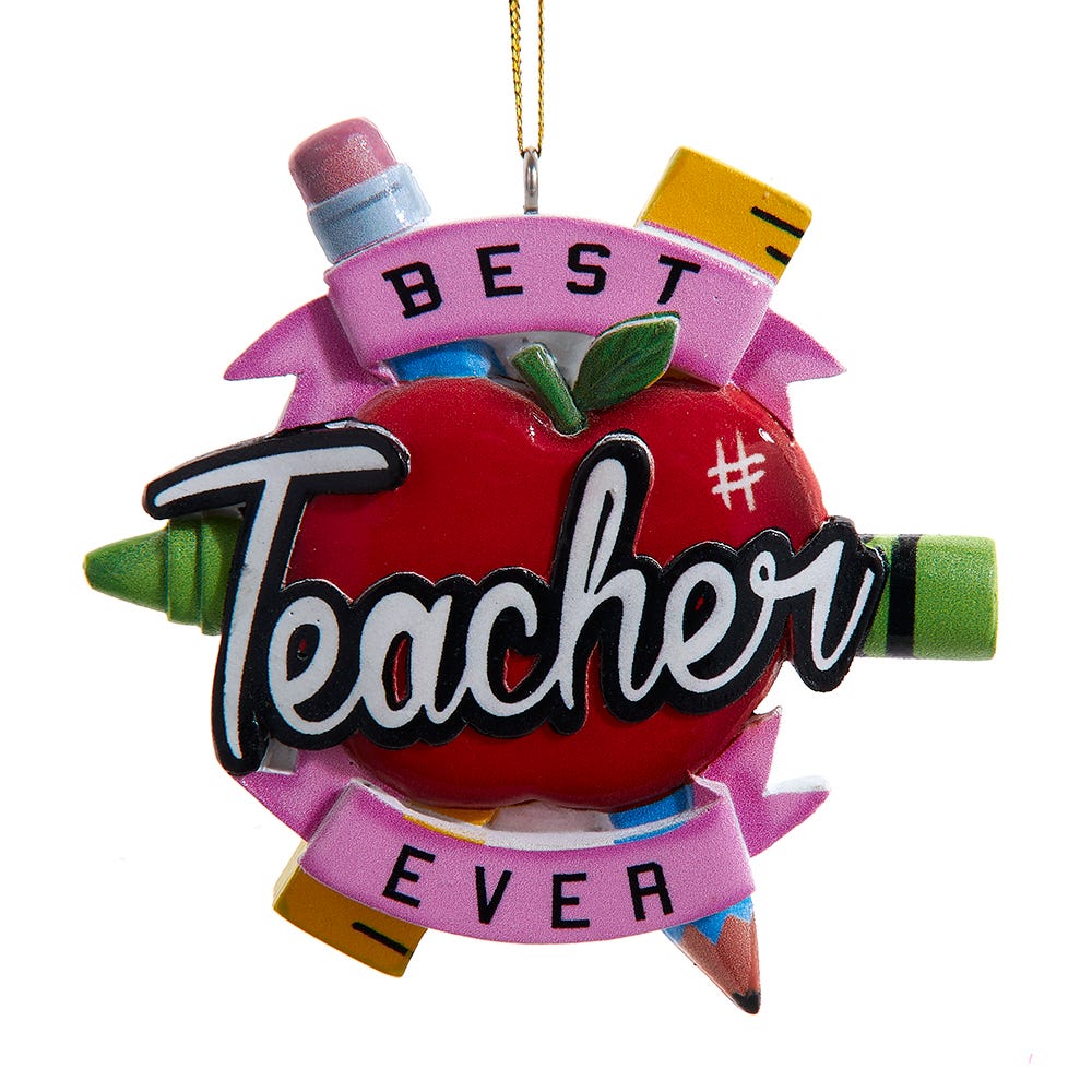 3.5" Best Teacher Ever Ornament - Free Personlization #J8891