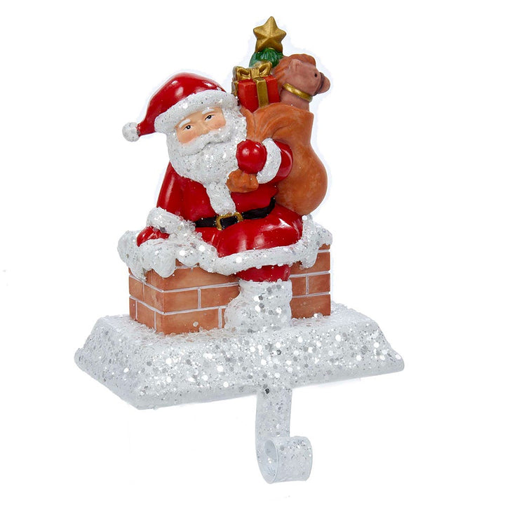 Kurt Adler 6.5-Inch Resin Santa with Gift Box Stocking Holder