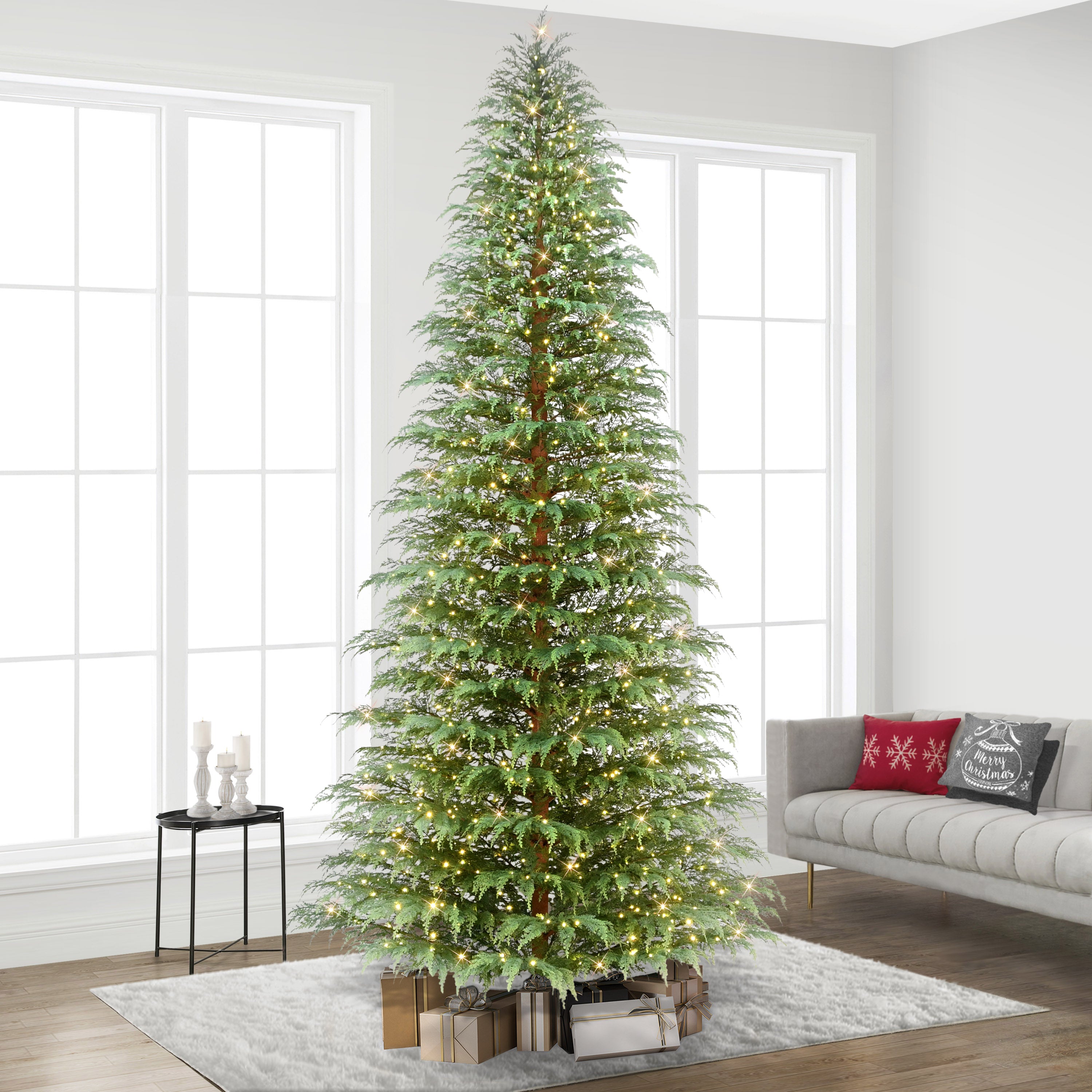 12' Pre-Lit Cypress Christmas PE Tree