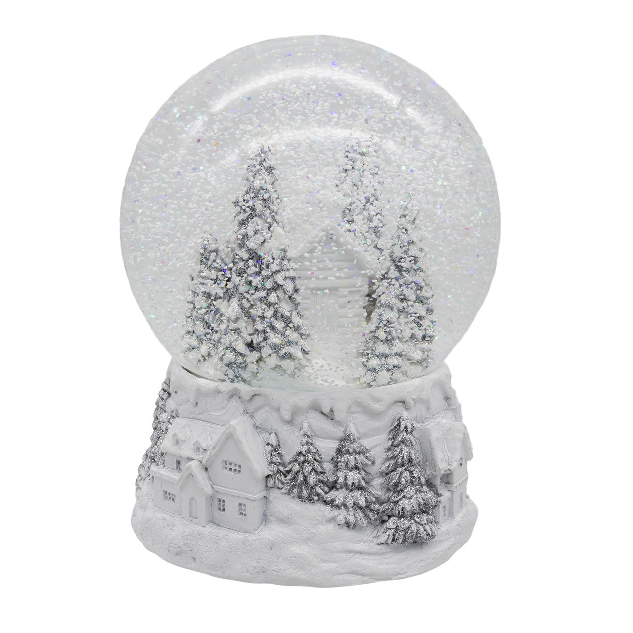 Kurt Adler Wind-Up Musical Silver & White Winter Scene Water Globe #J9049