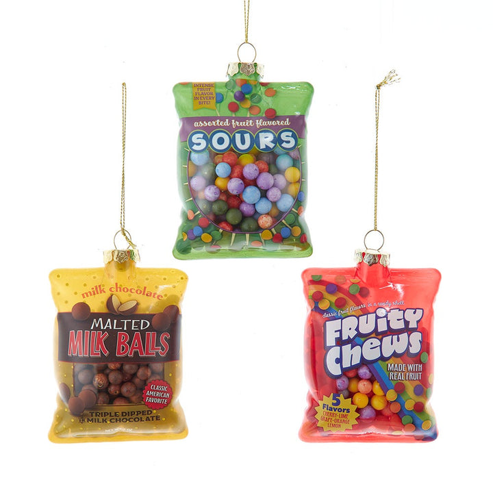 4" Glass Candy Bag Ornament, 3 Assorted #J9202