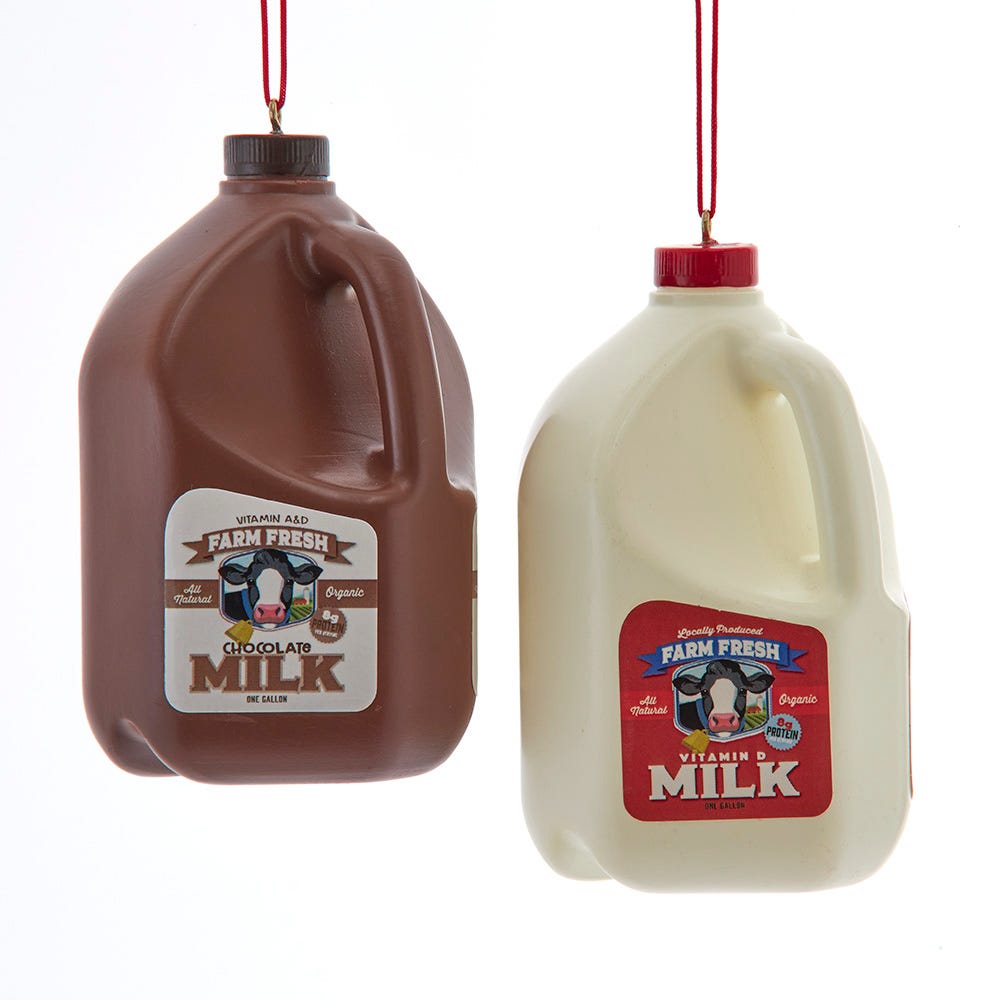 4.375" Milk Jug Ornament, 2 Assorted J9232