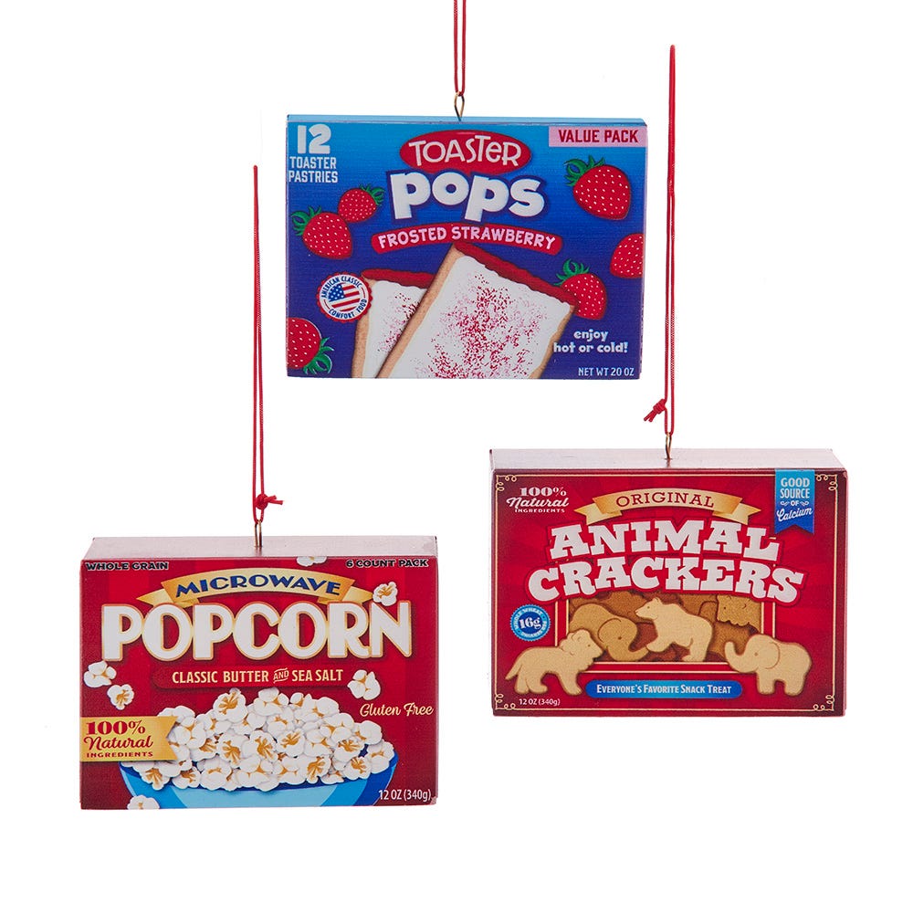 3.75" Food Box Ornament, 3 Assorted J9237