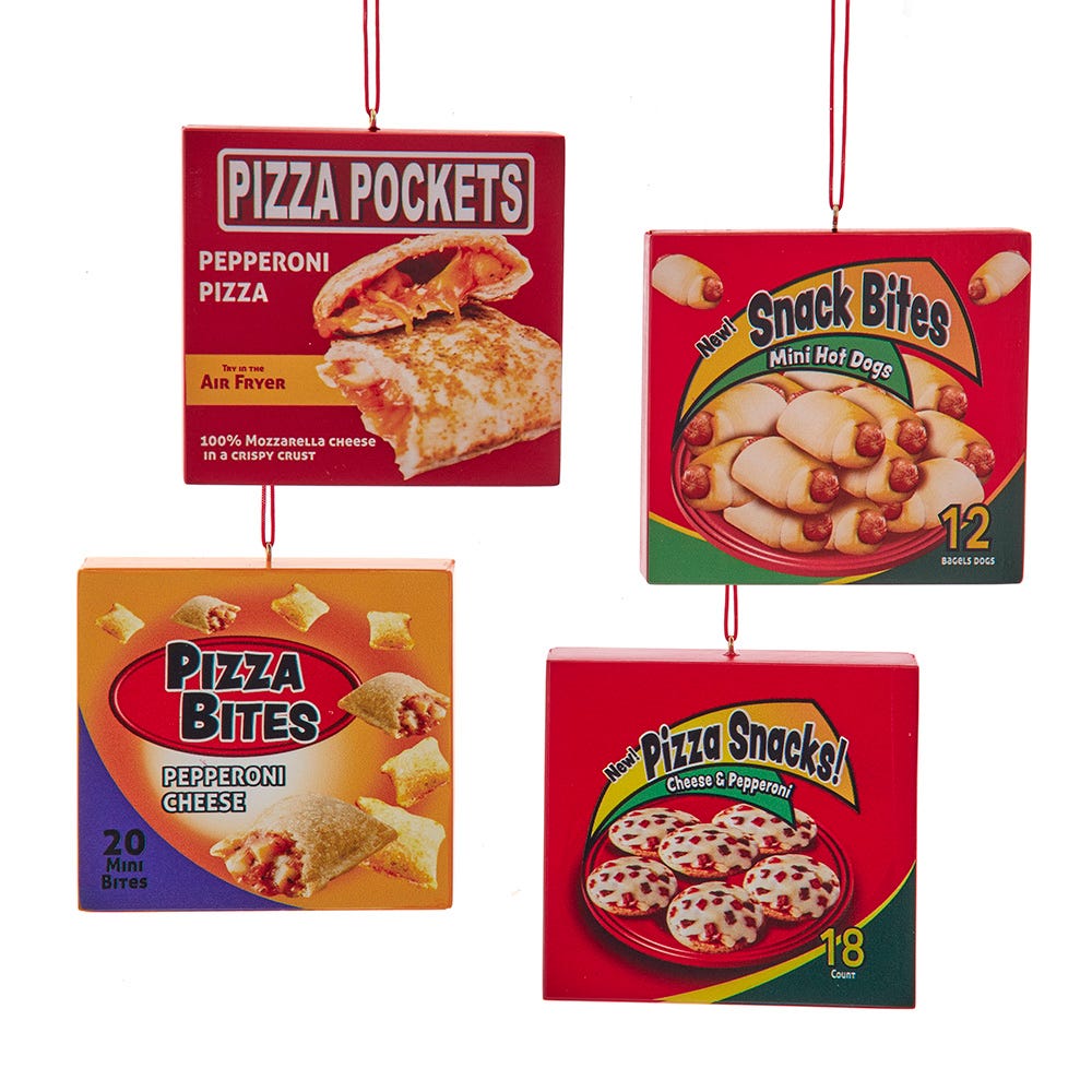 3.5" Frozen Food Box Ornament, 4 Assorted J9241