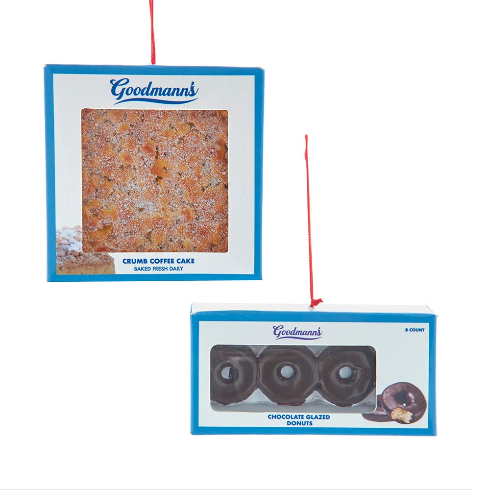 3.375" Box Crumb Coffee Cake/Donuts Ornament, 2 Assorted J9256