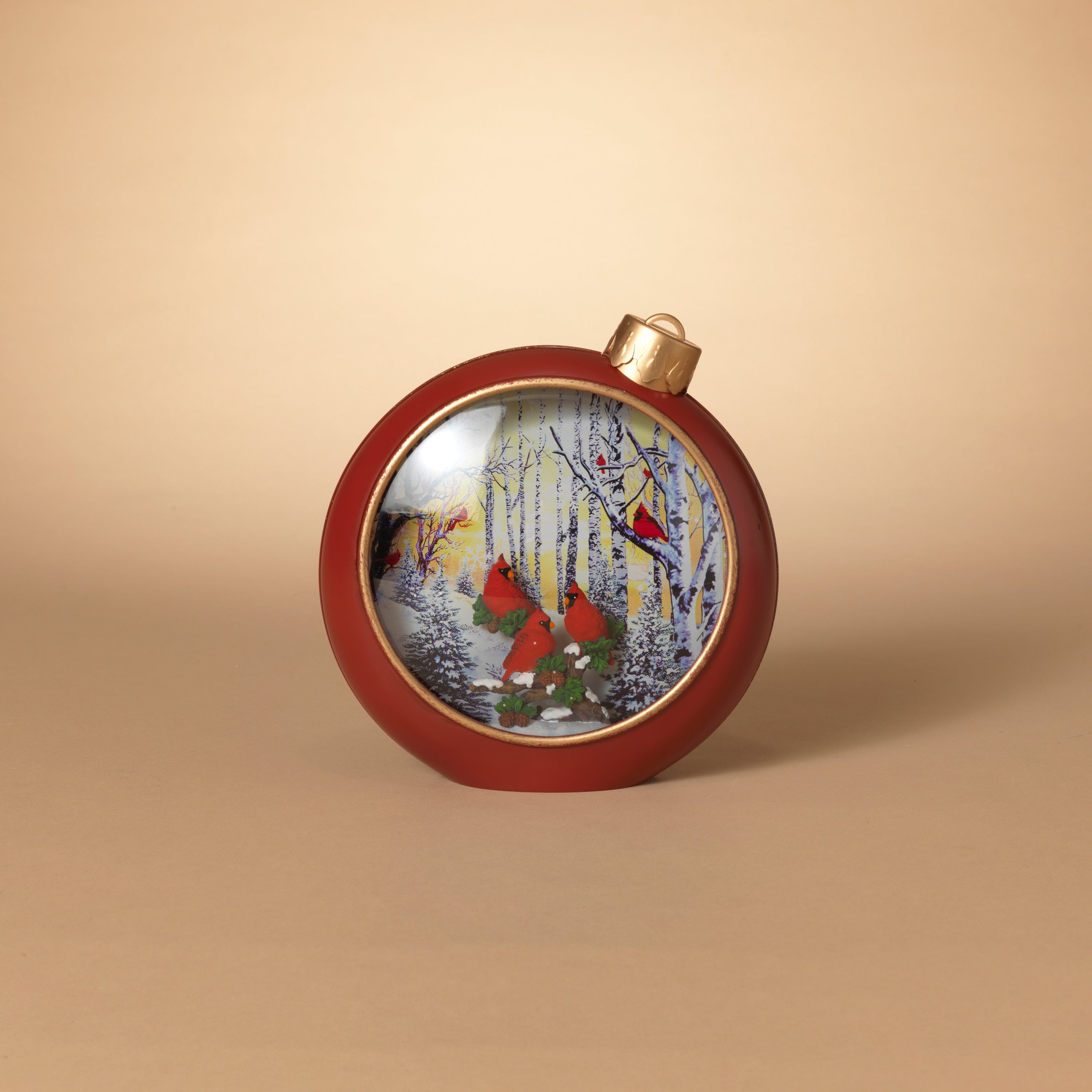 Lighted 8.3 in H Battery Operated Lighted Holiday Cardinal Scene Musical Spinning Waterglobe