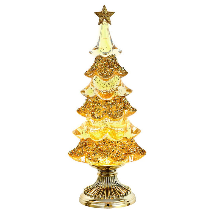 Kurt Adler 13.75-Inch Battery Operated LED Glitter Clear and Gold Swirl Water Globe