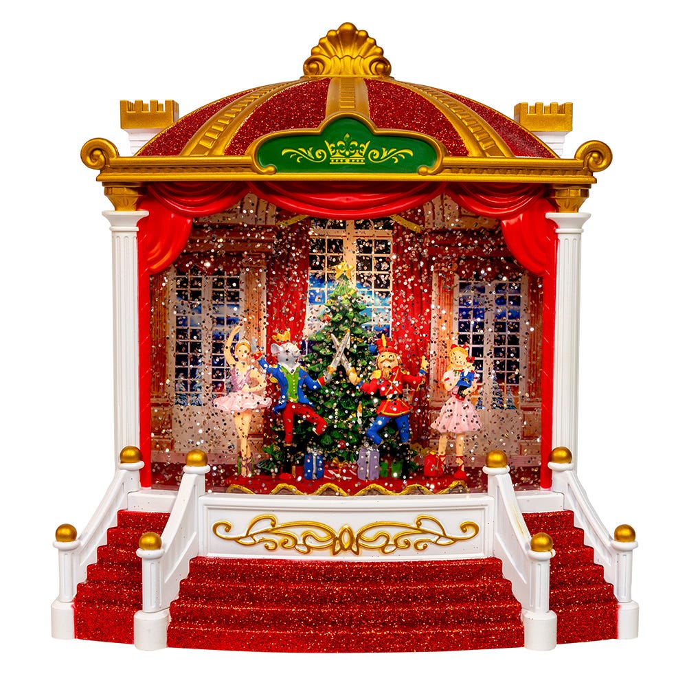 Kurt Adler 9.25-Inch Battery Operated USB LED Lighted Ballet Theater Lantern with Spinning Glitter Water JEL0172