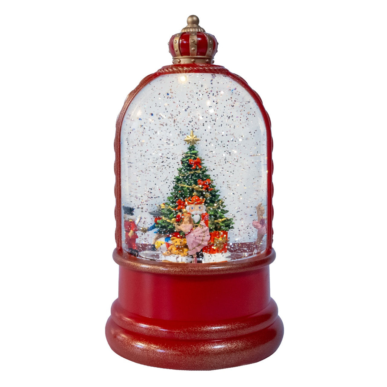 Kurt Adler 9" Battery Operated LED Nutcracker Suite & Christmas Tree With Swirling Glitter Water Dome #JEL0175