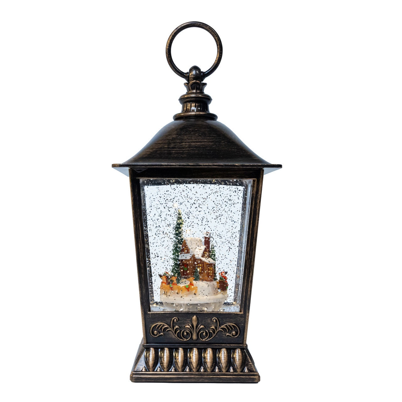 Kurt Adler 9.5" Battery Operated LED Santa In Town With Swirling Glitter Lantern #JEL0178