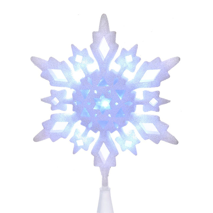 Kurt Adler 10-inch Cool White LED Glitter Snowflake Treetop