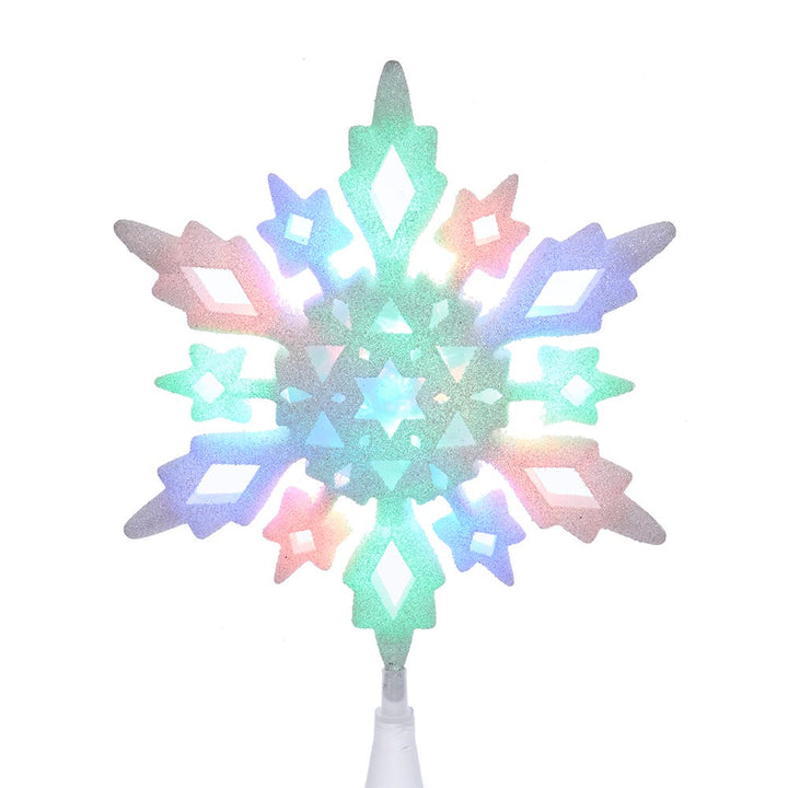 Kurt Adler 10-inch Multi-Colored LED Glitter Snowflake Treetop