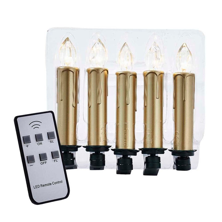 Kurt Adler Battery-Operated Taper LED Candle with Clips, 5 pieces