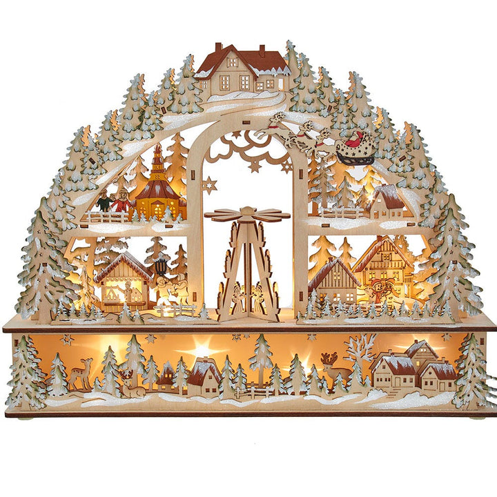 Kurt Adler 13.8-Inch Battery-Operated Light Up Christmas Village with Santa