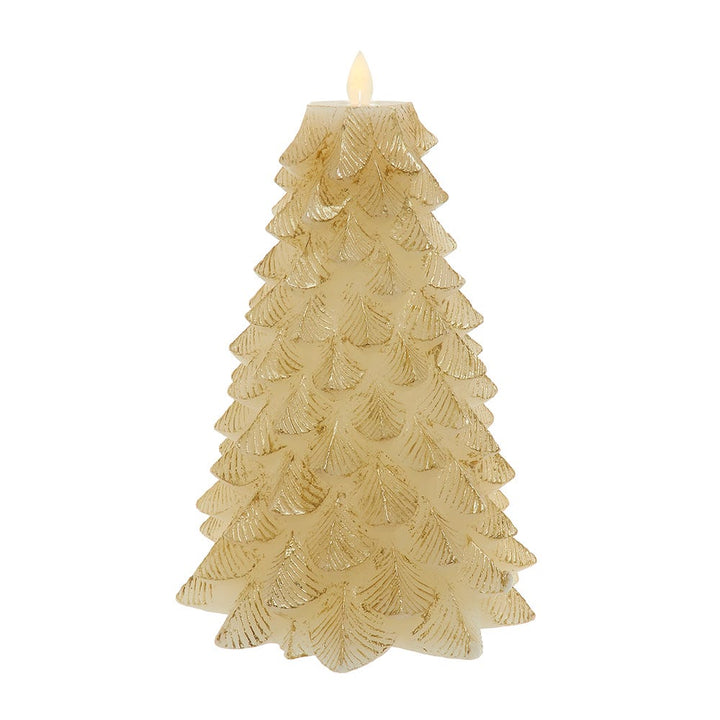 Kurt Adler 9-Inch Battery Operated Gold Christmas Tree Candle with LED Flicker Flame