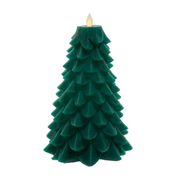 Kurt Adler 9-Inch Battery Operated Green Christmas Tree Candle with LED Flicker Flame