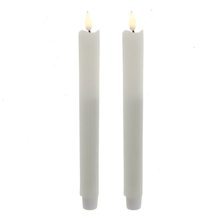 Kurt Adler 9.7-Inch Battery Operated LED Flicker Flame Ridged Taper Candle Set