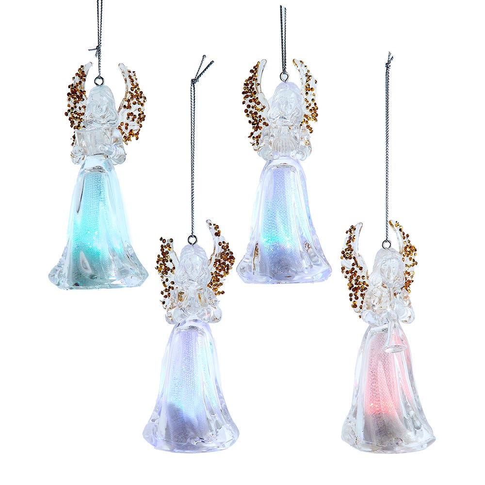 4.7" RGB Color Changing Angel B/O Orament, 4 Assorted #JEL1031
