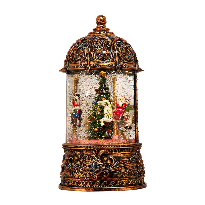 Kurt Adler 8.66-Inch Battery Operated Lighted LED Santa and Carousel Water Lantern