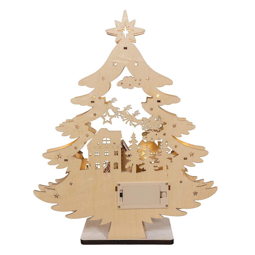 Kurt Adler 15-Inch Battery Operated 10-Light Tree With Village Scene