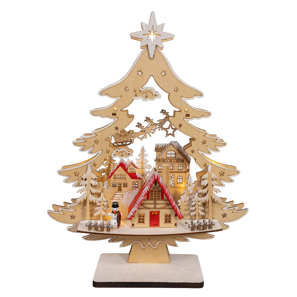 Kurt Adler 15-Inch Battery Operated 10-Light Tree With Village Scene