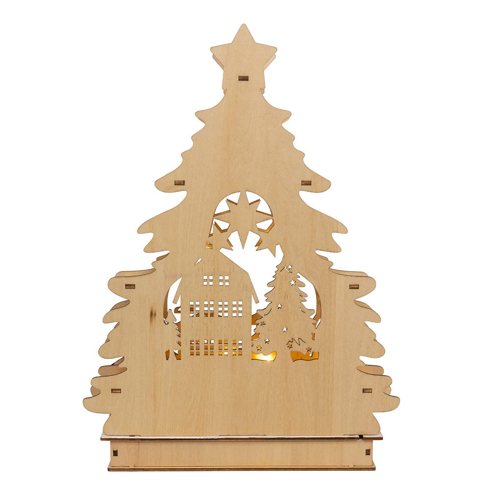 Kurt Adler 13-Inch Battery Operated LED Lighted Tree With Village Scene Table Piece