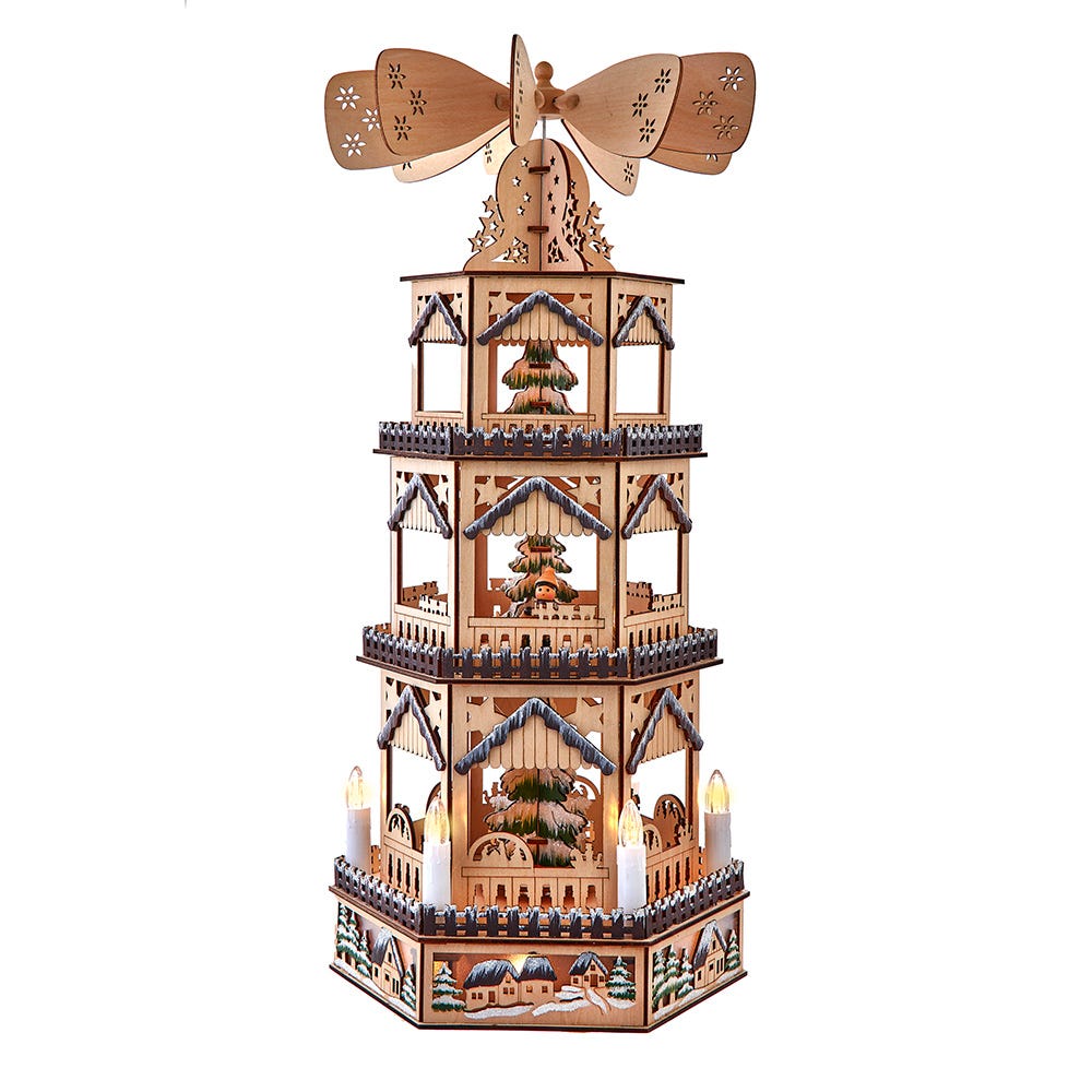 Kurt Adler 19.29-Inch Battery Operated LED Lighted 3-Story Tower Windmill Table Piece JEL1053