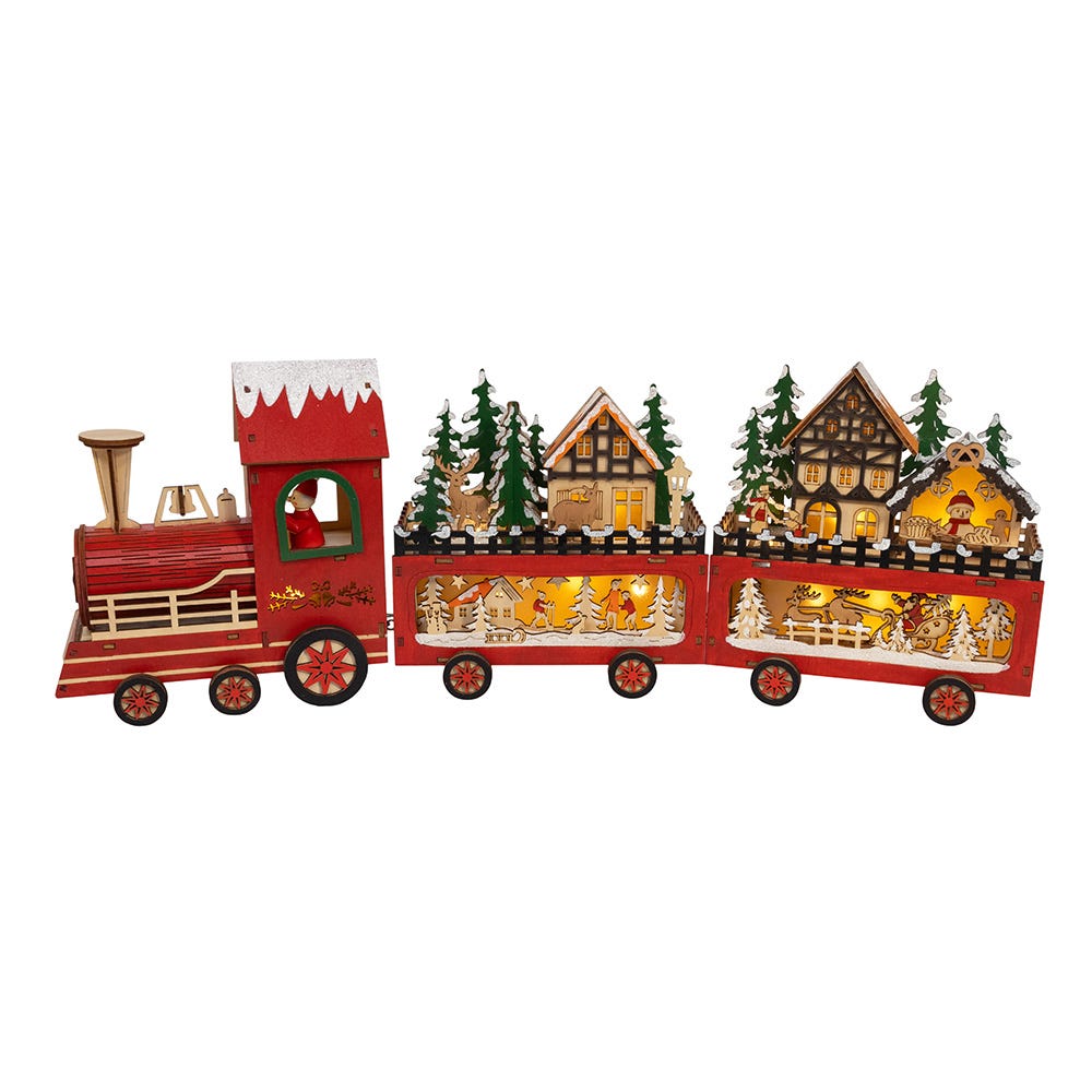 Kurt Adler 22.24-Inch Battery Operated LED Lighted Truck With Santa and Home Scene Table Piece