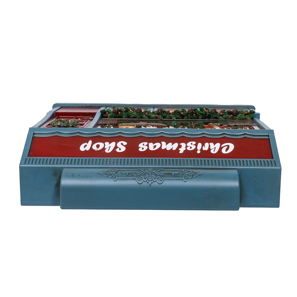 Kurt Adler enchanting 8.375-Inch Battery Operated USB LED Lighted Christmas Shop With Spinning Glitter Water