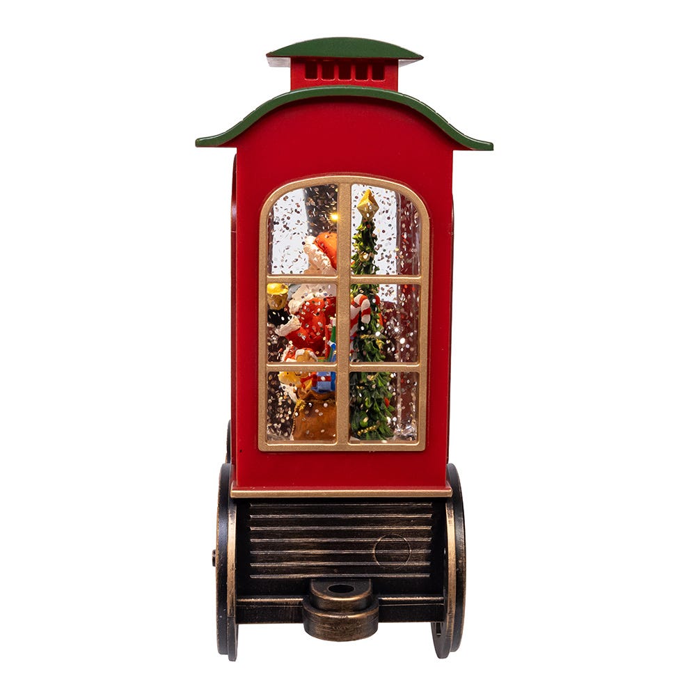 Kurt Adler 7.625-Inch Battery Operated LED Lighted Santa Train With Spinning Glitter Water